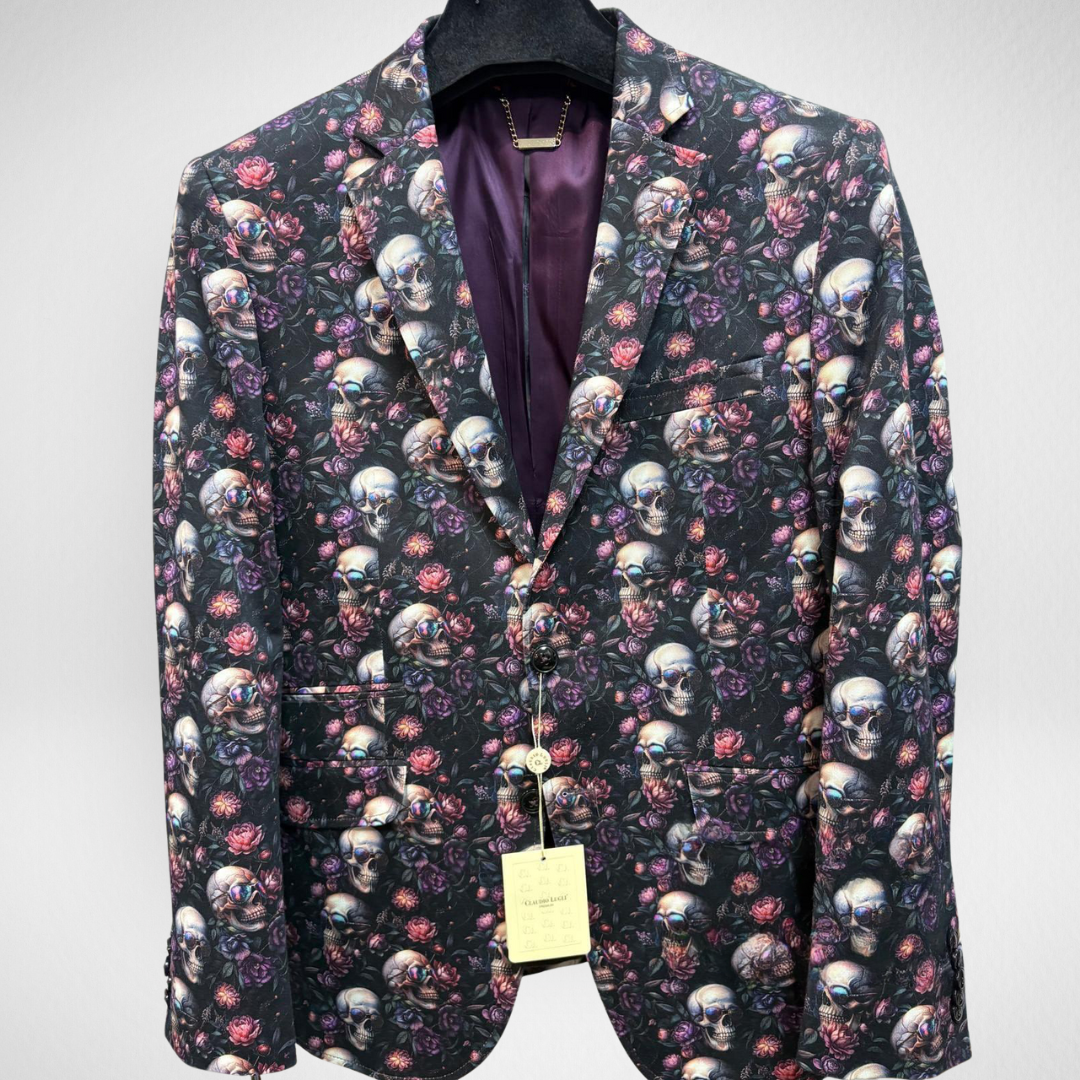 Claudio Lugli Skull and Rose Print Jacket