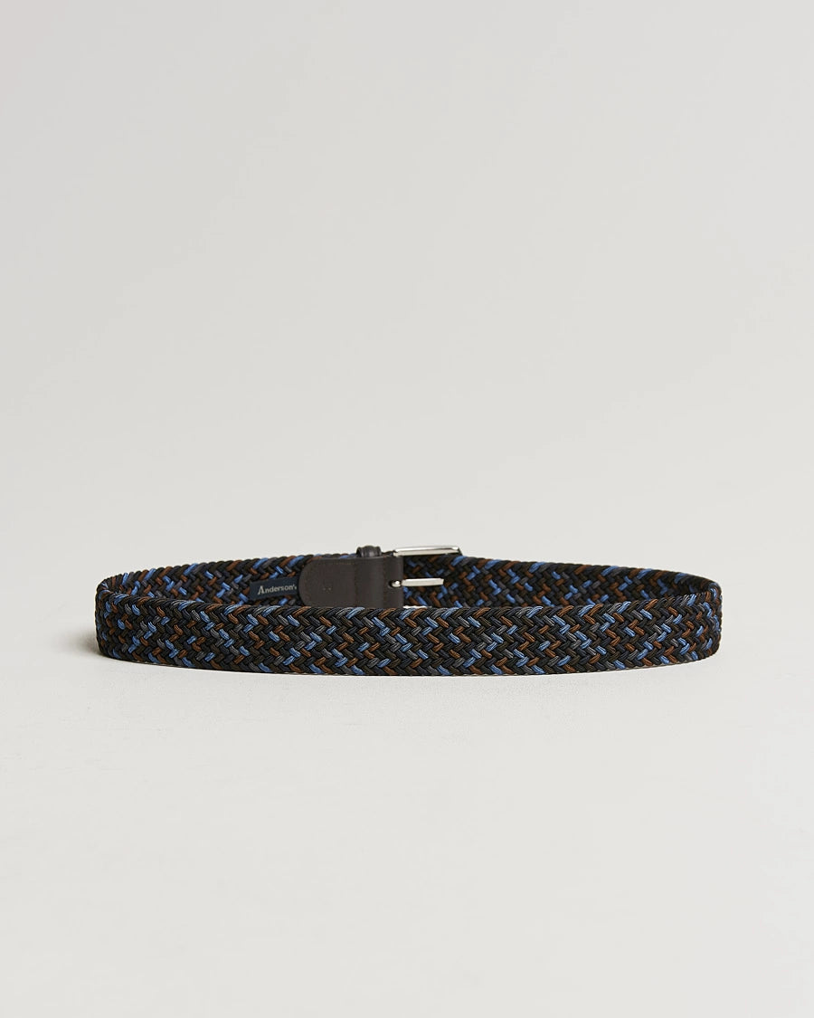 Anderson's Elastic Woven Navy/Brown Belt