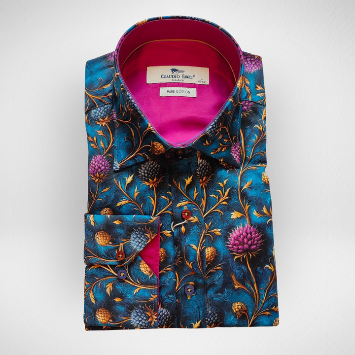 Claudio Lugli Midnight Thistle Print Shirt