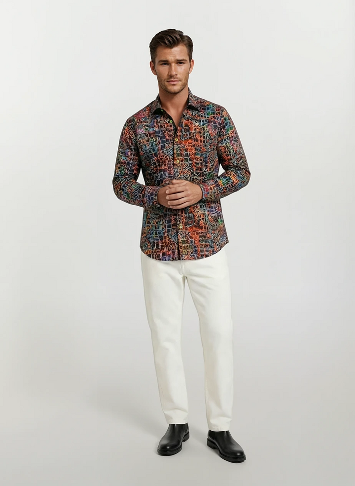 Claudio Lugli Neon Croc Print Shirt
