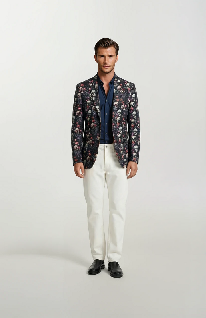 Claudio Lugli Skull and Rose Print Jacket